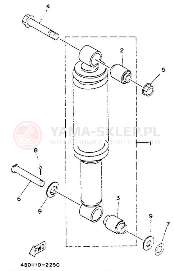 Schemat "zawieszenie tył" do Yamaha TIMBERWOLF 2WD YFB250E