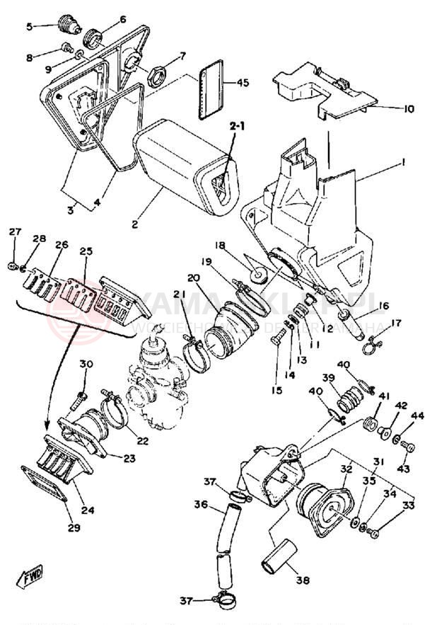 Schemat "Wtrysk paliwa" do Yamaha DT250F