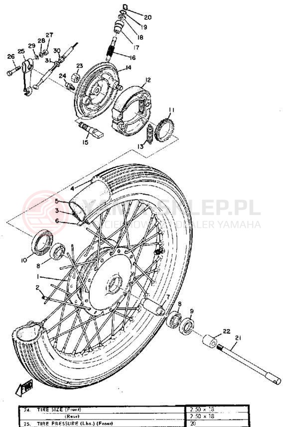 Schemat "Koło przód" do Yamaha HS1