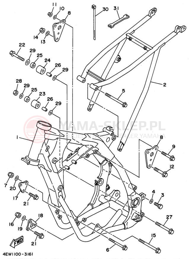 Schemat "rama" do Yamaha WR250ZH