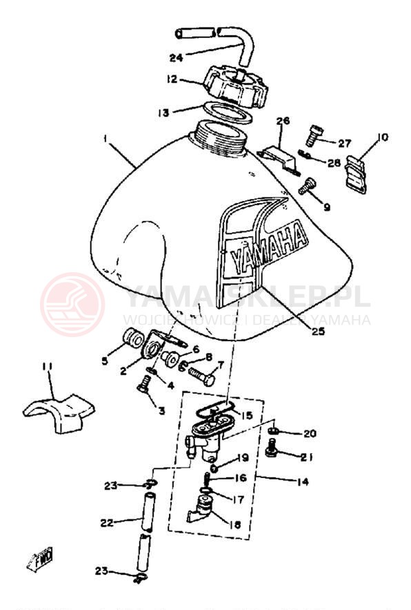 Schemat "zbiornik paliwa" do Yamaha YZ60K