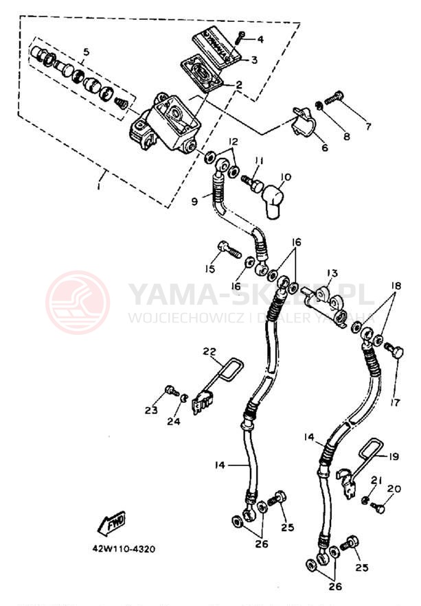 Schemat "Pompa hamulcowa przednia" do Yamaha VIRAGO 1100 XV1100BC/XV1100B