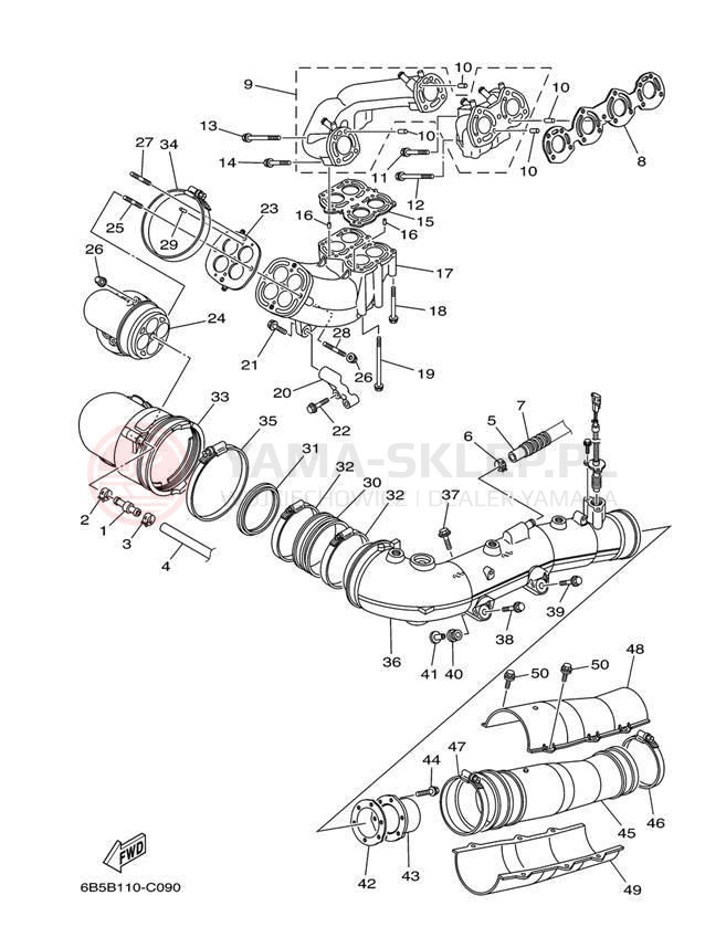 Schemat "wydech" do Yamaha SX230 SRT1000AD