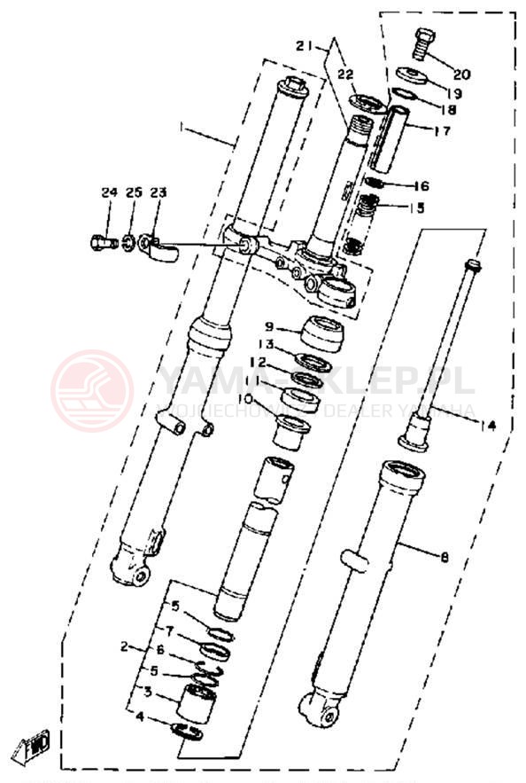Schemat "Amortyzatory przód" do Yamaha SR185H