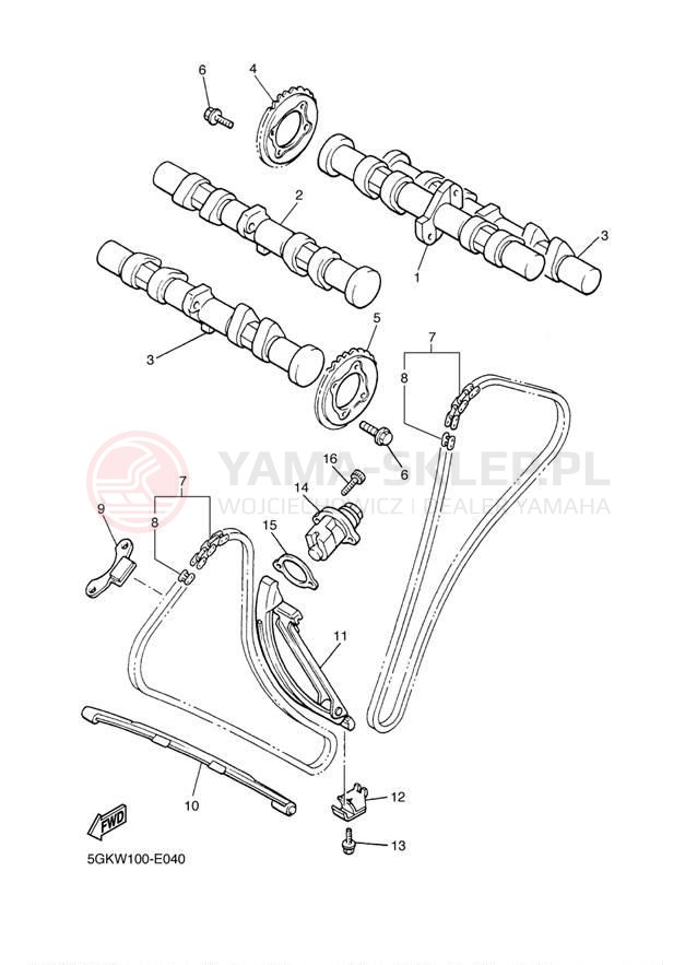 Schemat "Rozrząd - łańcuszek" do Yamaha V-MAX CA VMX12W1C/VMX12W1
