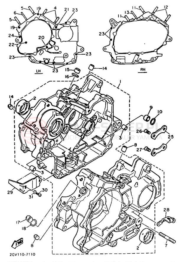 Schemat "Obudowa silnika" do Yamaha VIRAGO 535 XV535TC/XV535T