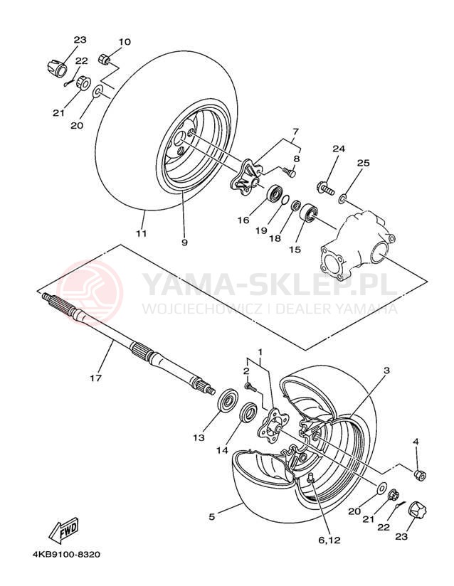 Schemat "Koło tył" do Yamaha WOLVERINE YFM35FXK