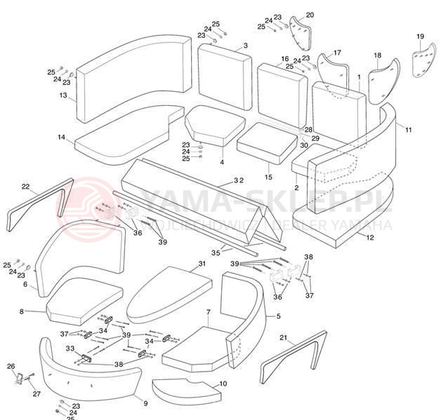 Schemat "Schowek pod siedzeniem," do Yamaha AR230 SRT1000BD