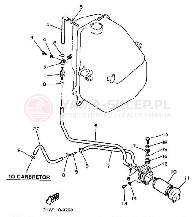 Schemat "zbiornik paliwa" do Yamaha FZR600AC