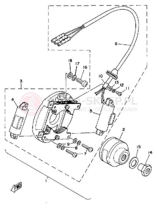Schemat "Moduł zapłonowy - cewka" do Yamaha TZ125G
