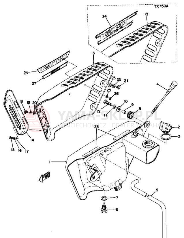 Schemat "Miska olejowa" do Yamaha TX750