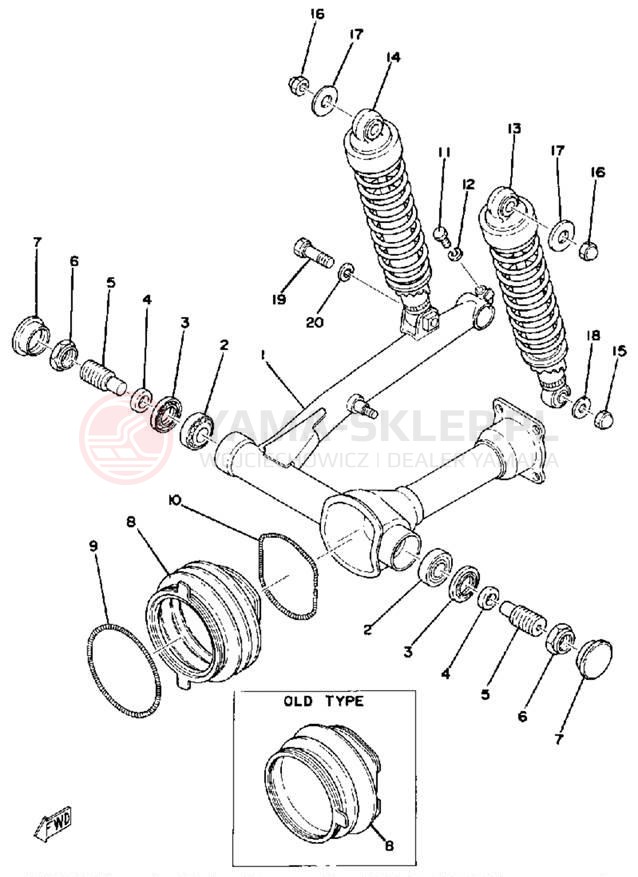 Schemat "wahacz" do Yamaha XS750-2D/XS750D