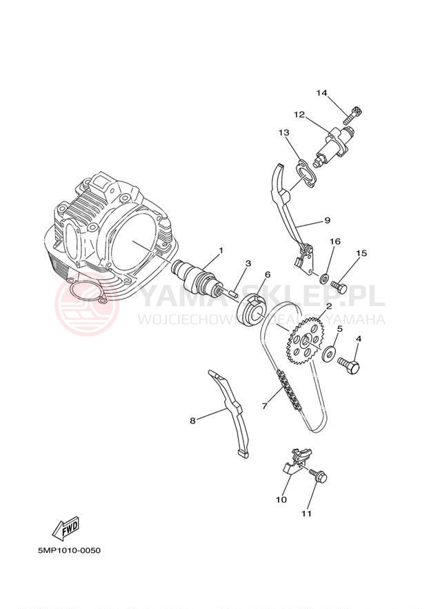 Schemat "Rozrząd - łańcuszek" do Yamaha XT225 XT225RC/XT225R