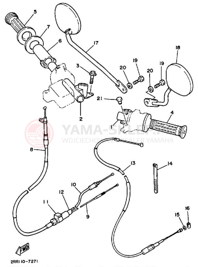 Schemat "Kierownica i osprzęt" do Yamaha YSR50U