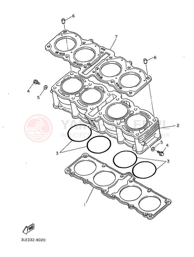 Schemat "cylinder" do Yamaha YZF1000RJC/YZF1000RJ
