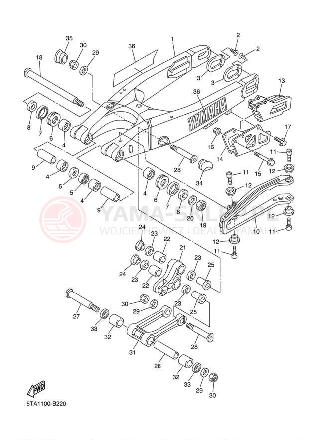Schemat "wahacz" do Yamaha WR450F WR450FR