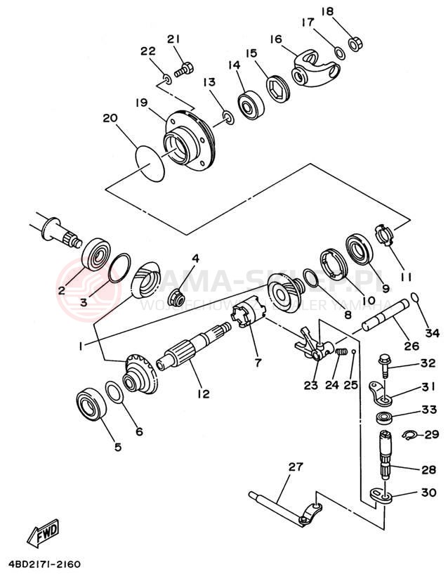 Schemat "Przeniesienie napędu" do Yamaha YFB250H_MN/YFB250UH_M