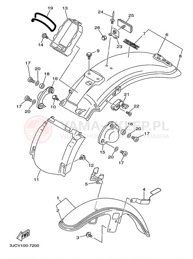 Schemat "błotnik" do Yamaha VIRAGO 535 XV535K/XV535KC