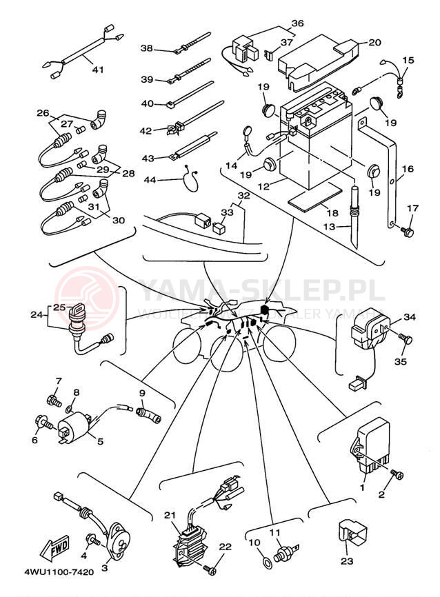 Schemat "układ elektryczny" do Yamaha BIG BEAR 4WD YFM350FWBJ_MNH