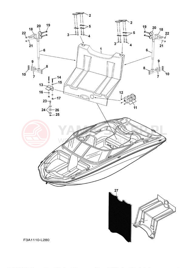 Schemat "DECK HATCH" do Yamaha SX190 RX1800CN/RX1800DN