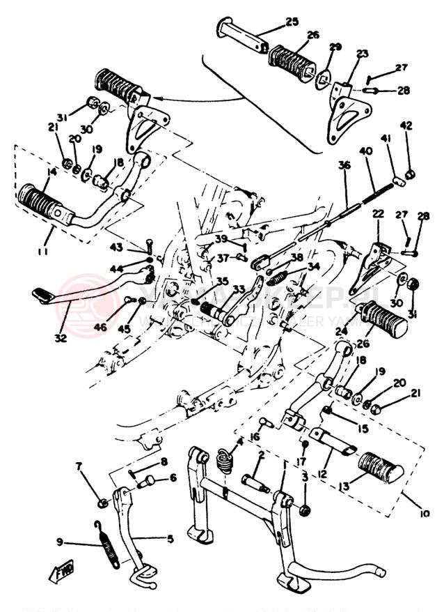 Schemat "Stopka postoj., dźw. Hamulca tył" do Yamaha XS650C