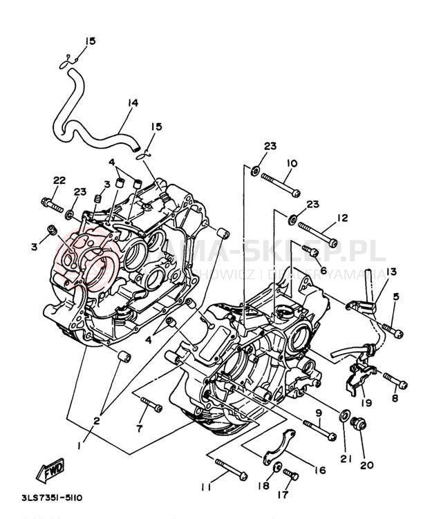 Schemat "Obudowa silnika" do Yamaha VIRAGO 250 XV250JC/XV250J