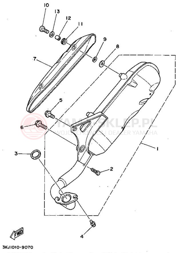 Schemat "Wydech końcowy" do Yamaha JOG CY50F