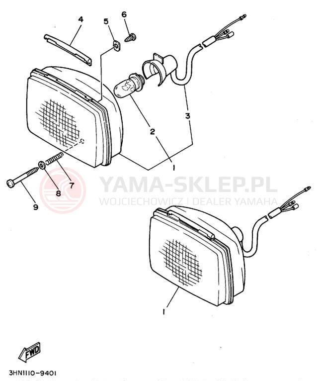 Schemat "Lampa przód" do Yamaha KODIAK 4WD YFM400FWF_