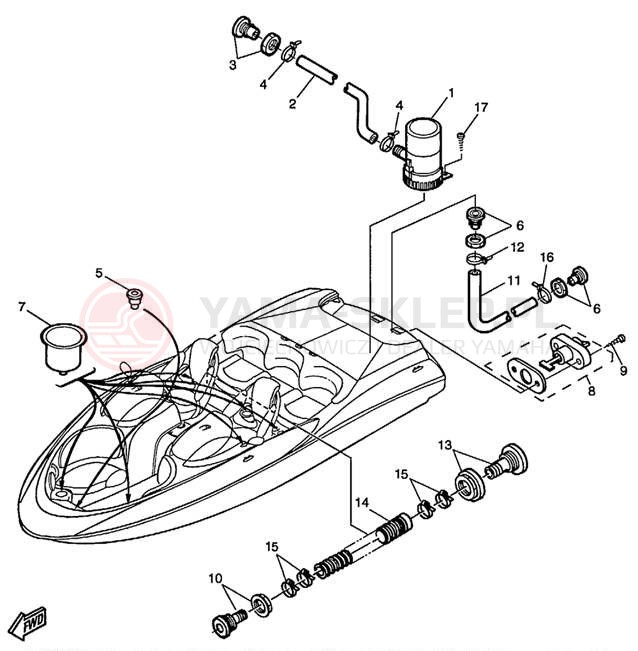 Schemat "DECK DRAIN FITTINGS" do Yamaha LS2000 LST1200X