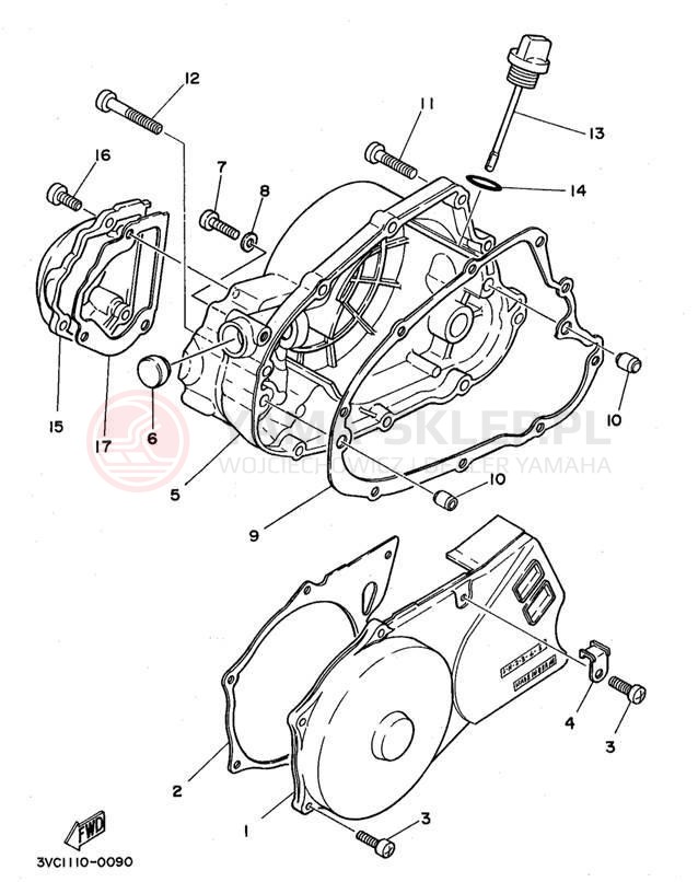 Schemat "Pokrywa silnika" do Yamaha RT180K
