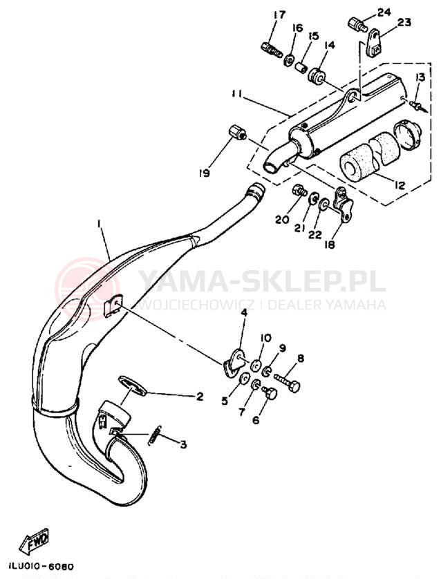 Schemat "Wydech końcowy" do Yamaha YZ250 YZ250S