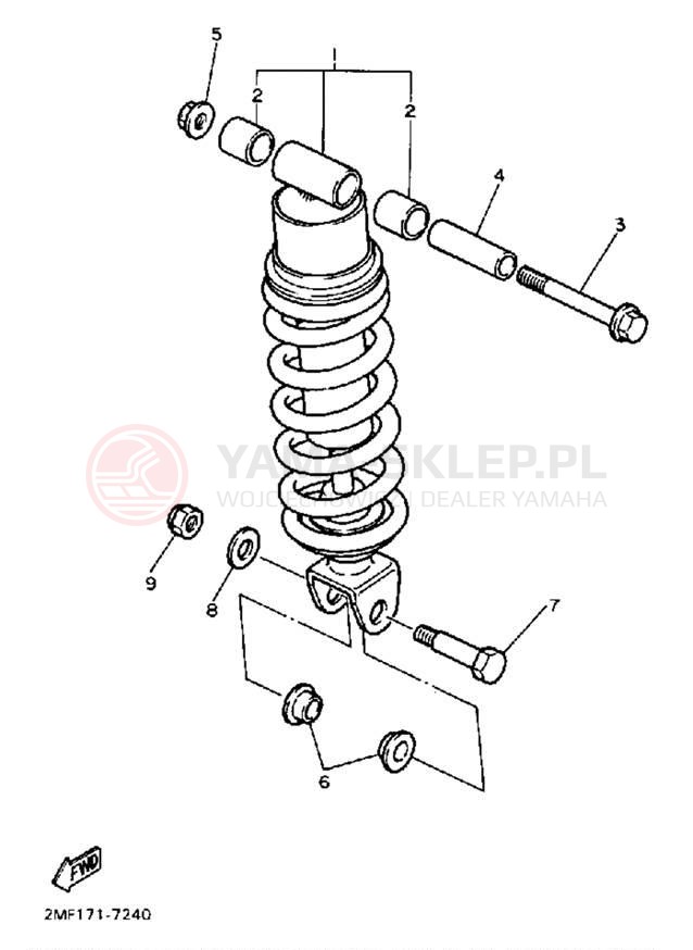 Schemat "zawieszenie tył" do Yamaha FZ700TC/FZ700T