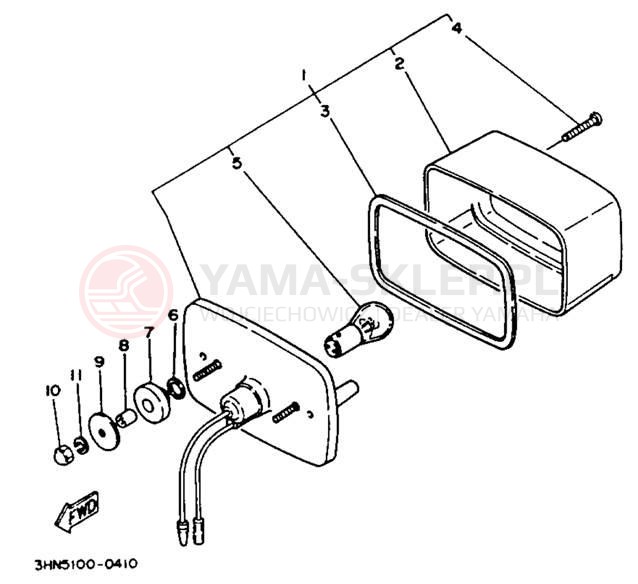 Schemat "lampa tył" do Yamaha BIG BEAR 4WD YFM350FWE