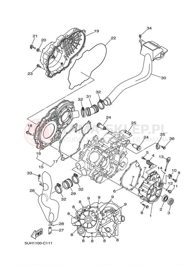 Schemat "Pokrywa silnika" do Yamaha GRIZZLY 350 4WD YFM35FGW
