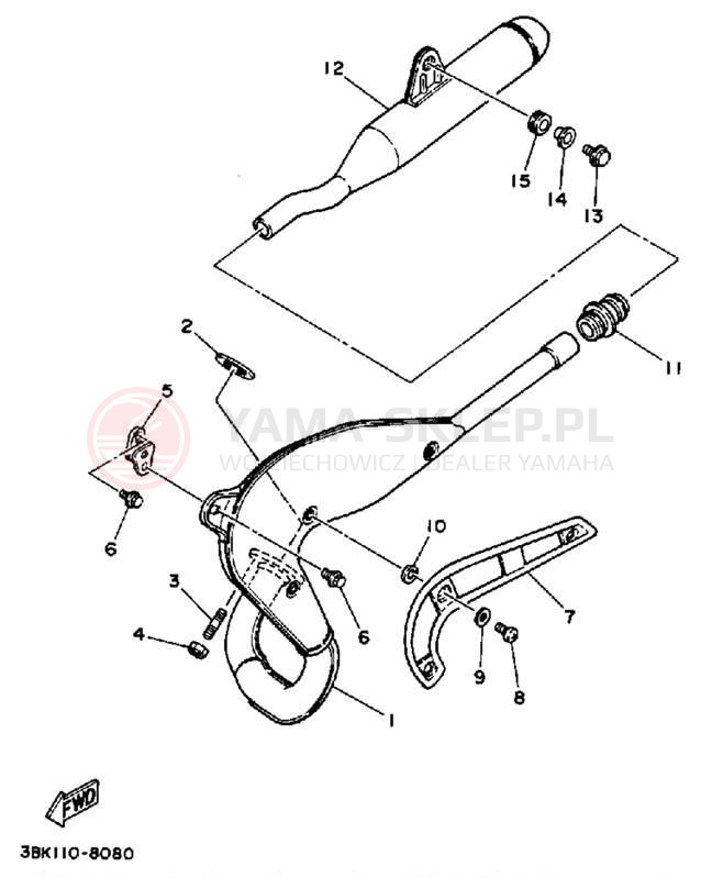 Schemat "Wydech końcowy" do Yamaha DT50LC/DT50A