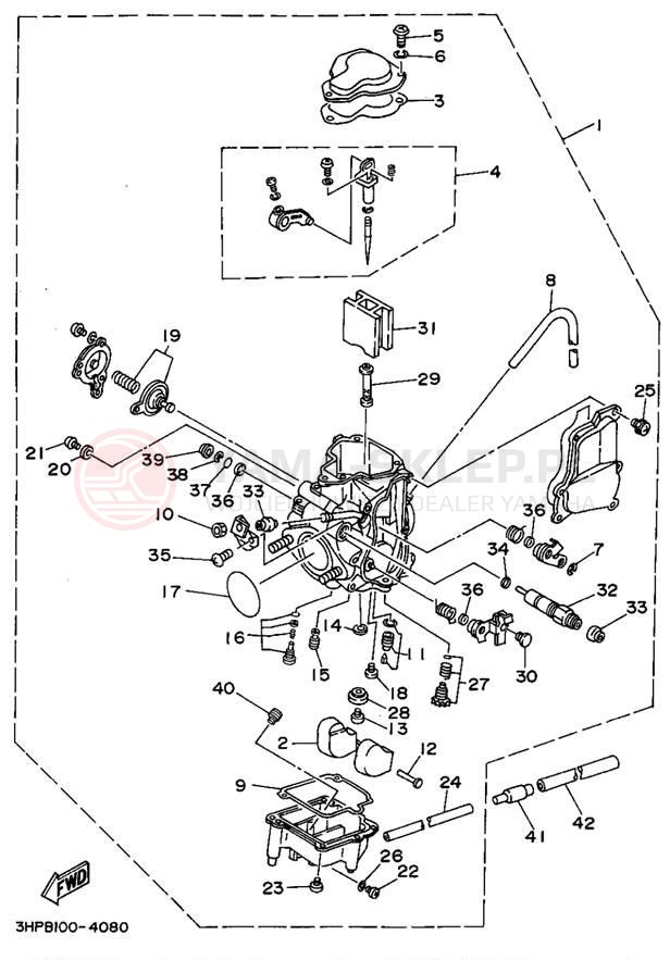 Schemat "Gaźnik" do Yamaha MOTO-4 YFM350ERF