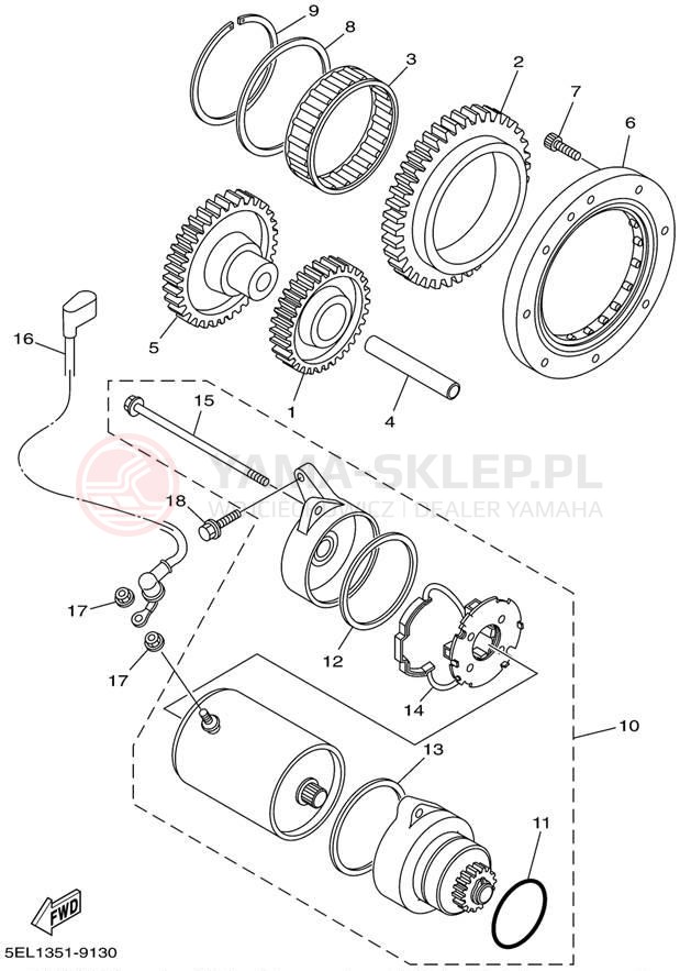 Schemat "rozrusznik" do Yamaha V-STAR 1100 XVS1100L/XVS1100LC