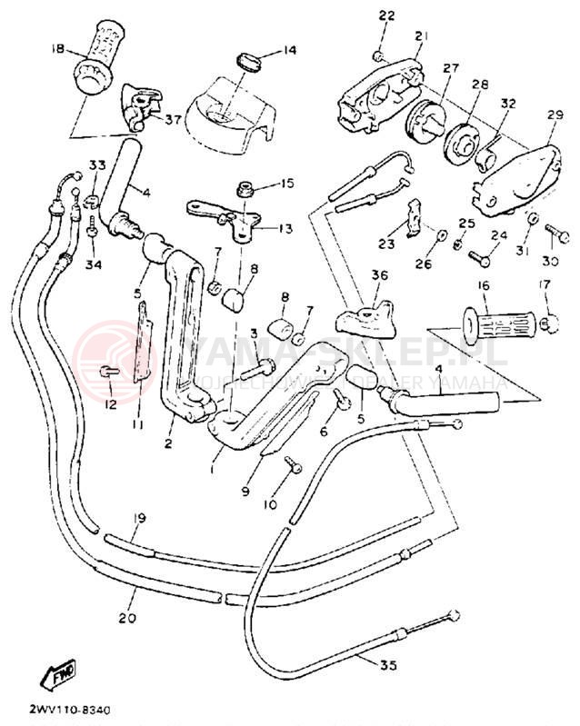 Schemat "Kierownica i osprzęt" do Yamaha XVZ13DEC/XVZ13DE