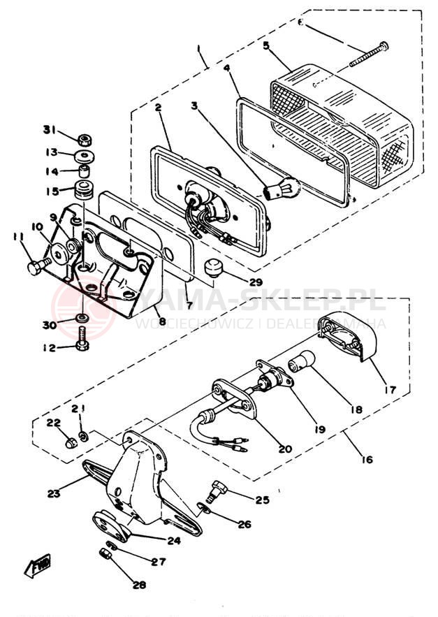 Schemat "Oświetlenie tył" do Yamaha XS360_2D