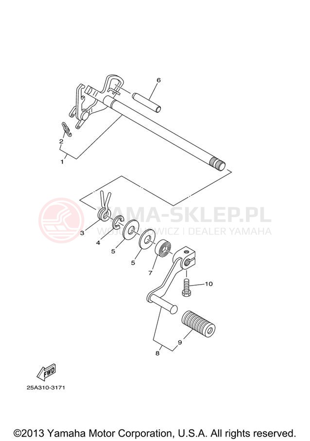 Schemat "Dźwignia zmiany biegów, wałek" do Yamaha TW200 TW200V/TW200VC