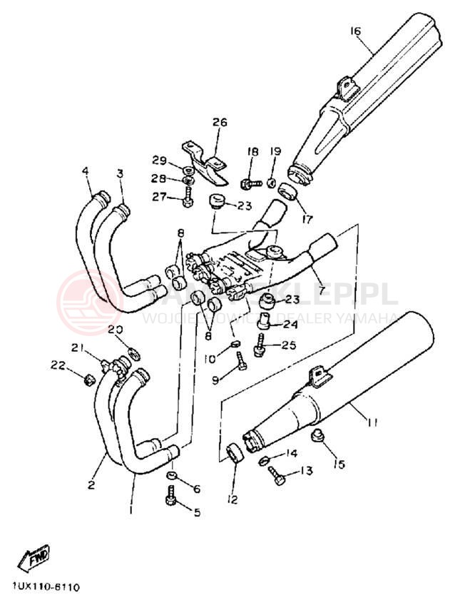 Schemat "Wydech końcowy" do Yamaha FJ1200A/FJ1200AC