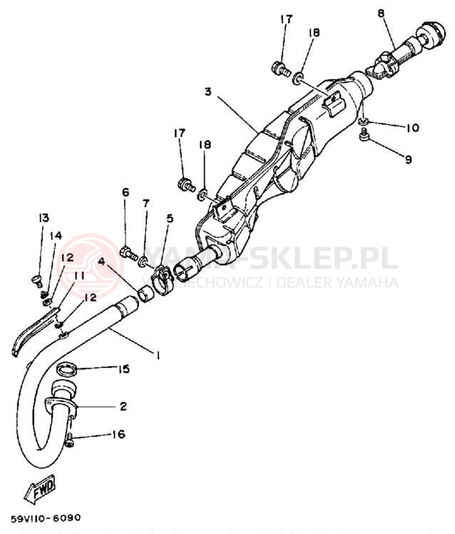 Schemat "Wydech końcowy" do Yamaha MOTO-4 YFM225T