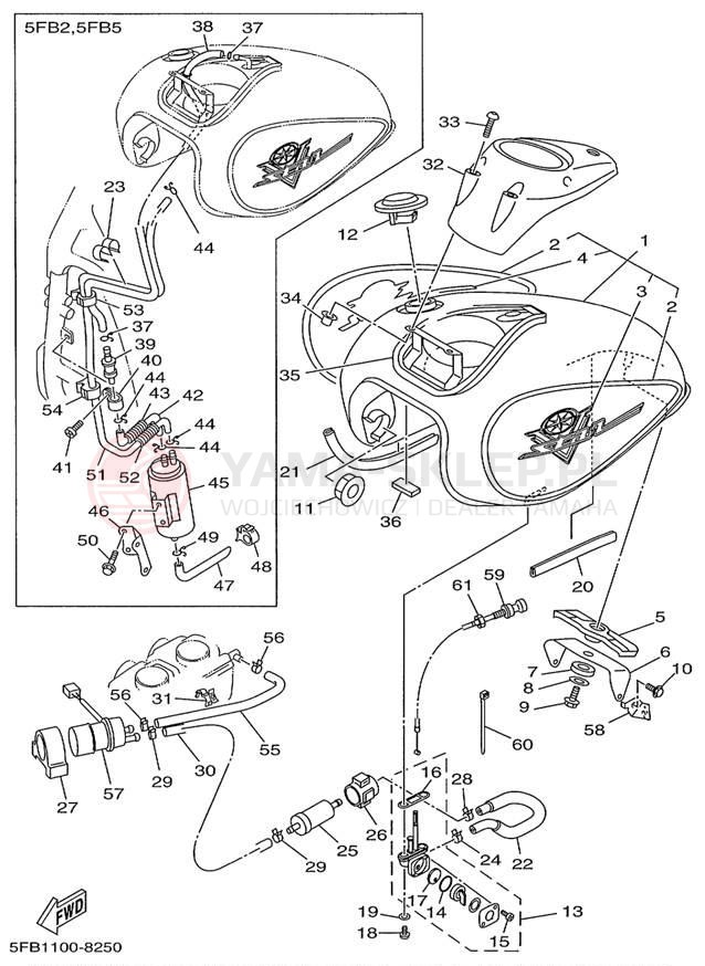 Schemat "zbiornik paliwa" do Yamaha V-STAR CUSTOM XVS650KC/XVS650K