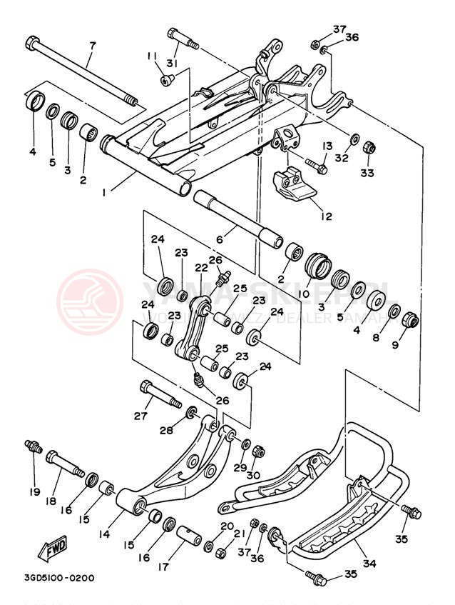 Schemat "wahacz" do Yamaha WARRIOR YFM350XJ/YFM350XJ_M