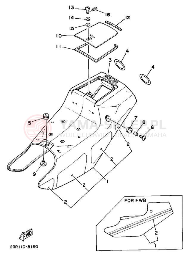 Schemat "Pokrywa boczna" do Yamaha YSR50U