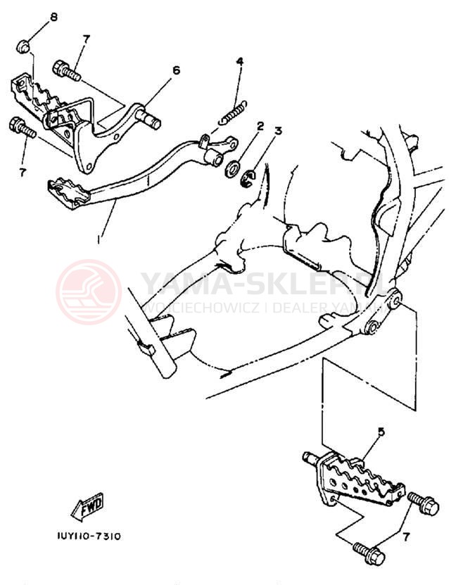Schemat "Stopka postojowa i podnóżki" do Yamaha WARRIOR YFM350XU