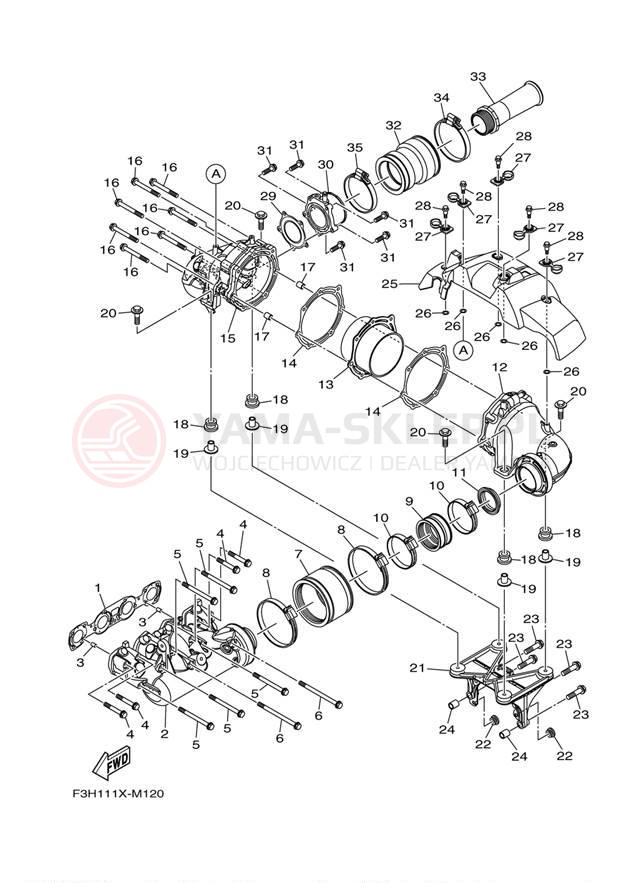 Schemat "wydech" do Yamaha 212SS XAT1800CLM