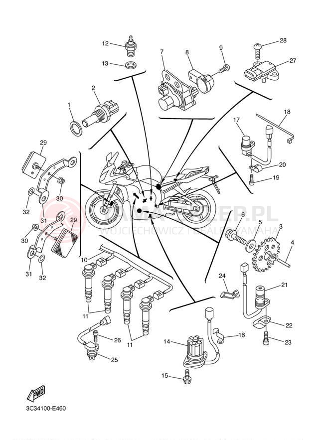 Schemat "układ elektryczny" do Yamaha FZ-1 CA FZS10VC/FZS10V