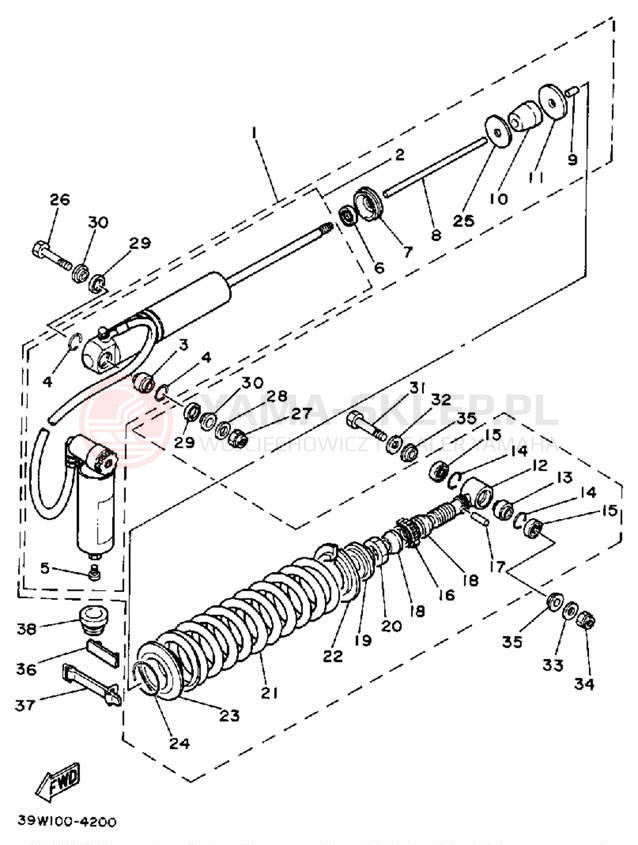Schemat "zawieszenie tył" do Yamaha YZ125K