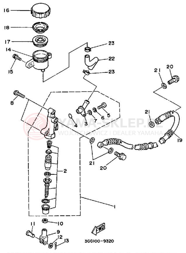 Schemat "Pompa hamulcowa tył" do Yamaha BANSHEE YFZ350W